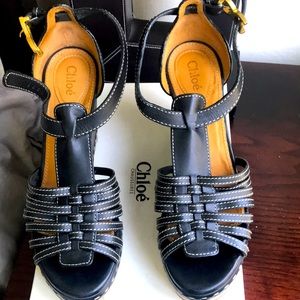 Chloe wedge sandals,  size 38 1/2